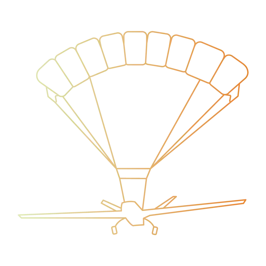 Dibujo técnico de un paracaídas ram-air dirigible
