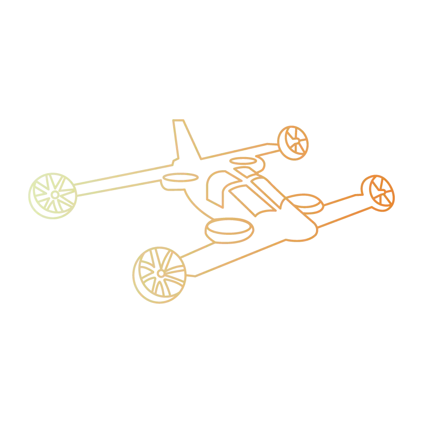 Dibujo técnico de una aeronave VTOL recuperada con paracaídas